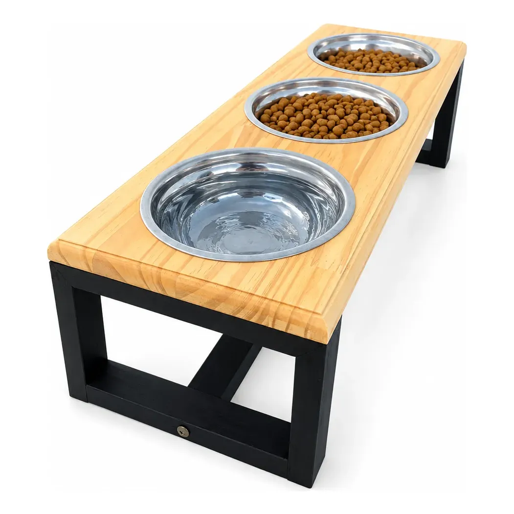 Rancho Cupim — Comedouro triplo M — madeira; altura15cm