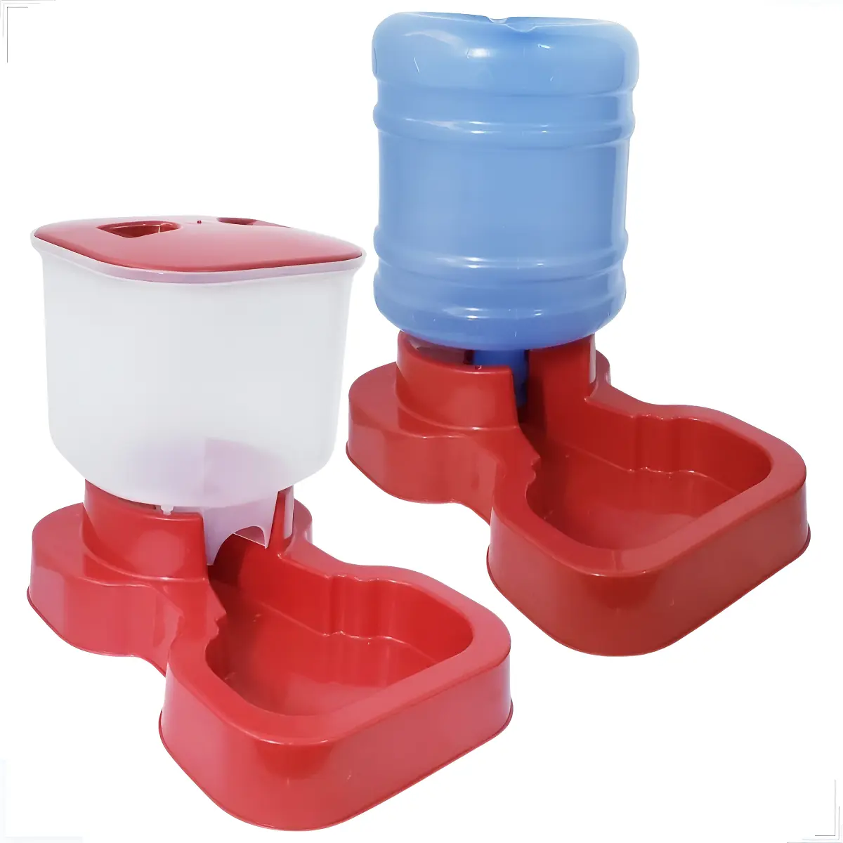 Menplast — kit bebedouro 10 L e comedouro 8 L — Vermelho; 2bases,galão10L,tratador8L,tampa; opções8/10/20L agregadas